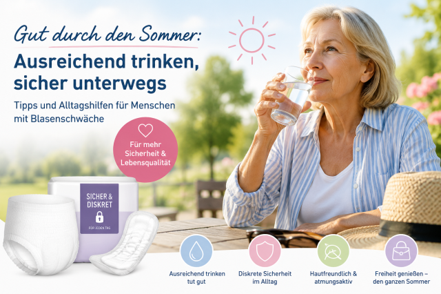 Sommerhitze und Blasenschwäche: Warum ausreichend Trinken trotzdem wichtig ist