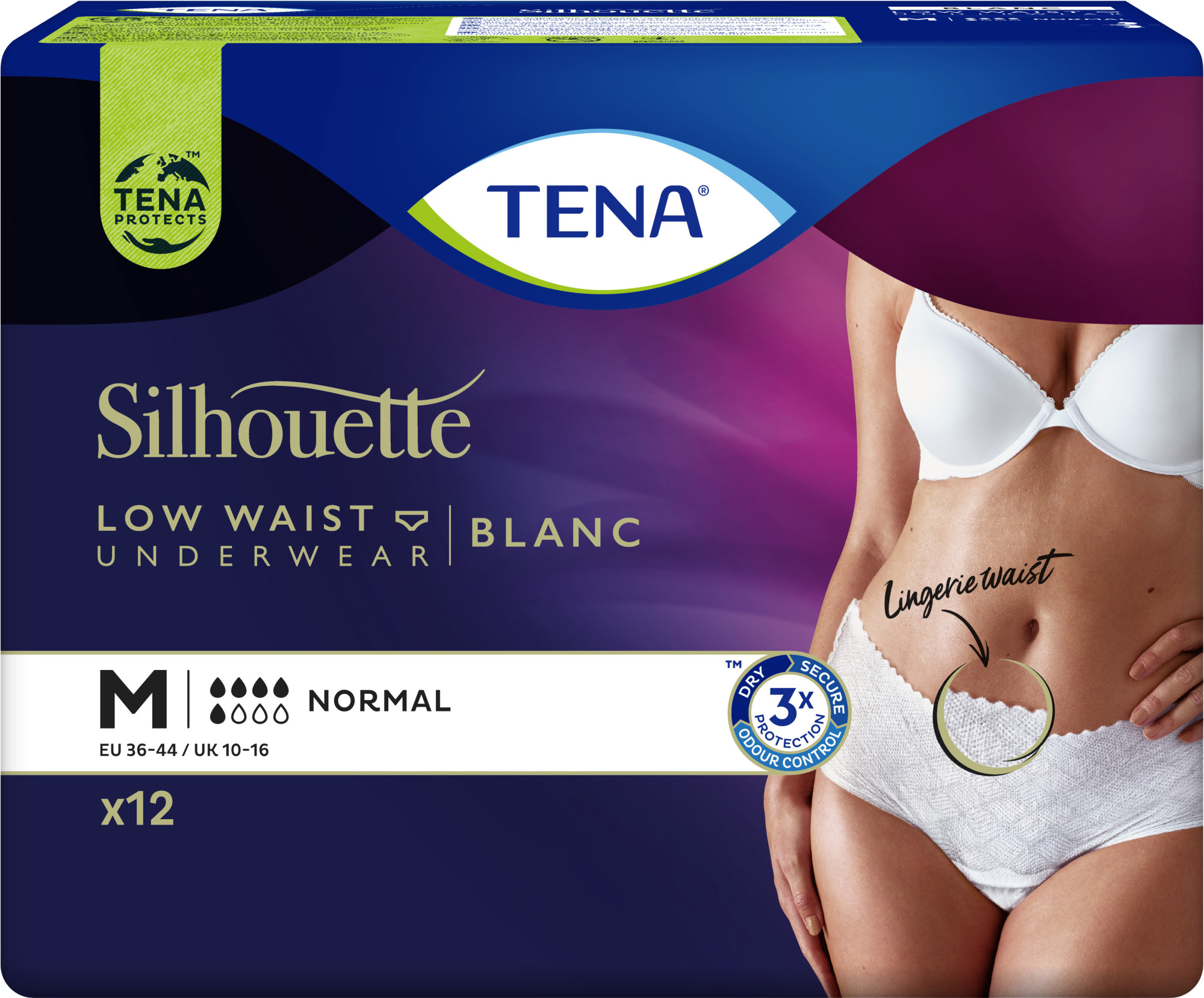 TENA Silhouette Normal Blanc  Roupa interior para incontinência de cintura  baixa - Mulheres - TENA Web Shop